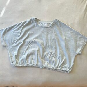 EUC light blue cropped Oak + Fort tshirt with drawstring size M